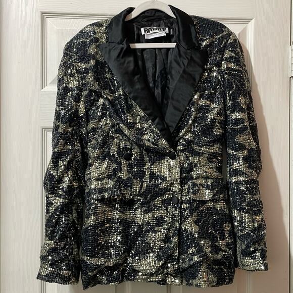 Rotate Birger Christensen Black Sequin Blazer Size 4 Retails $450 - Picture 4 of 9